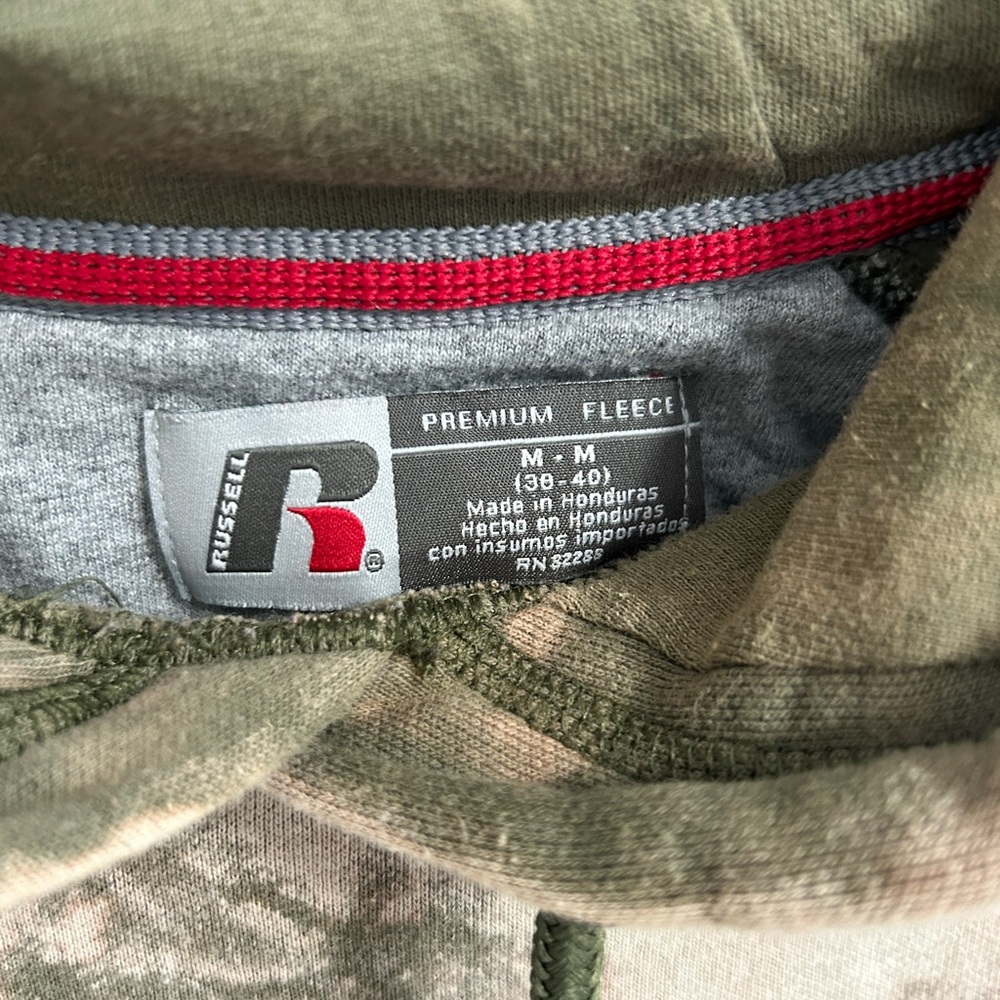 Russell Cropped Hoodie Tan Bleach Dye Premium Fleece Medium Pullover View 5
